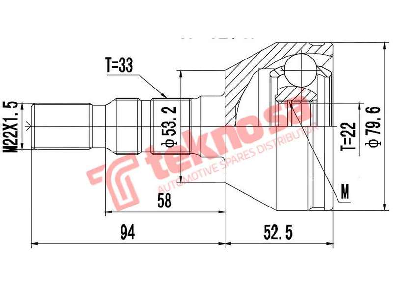 TEKNOSA FRONT LEFT - RIGHT OUTER CV JOINT For OPEL ASTRA [H] 1.4 (Z14XEP)(16V 66KW) 05-10