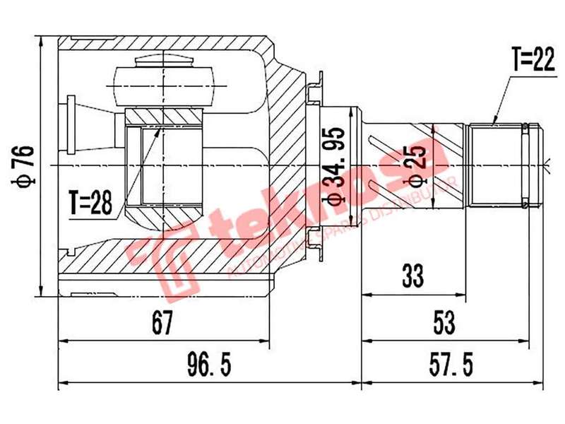TEKNOSA FRONT LEFT - RIGHT INNER CV JOINT For CHEVROLET SONIC 1.3 D (LSF)(16V 70KW) 12-20