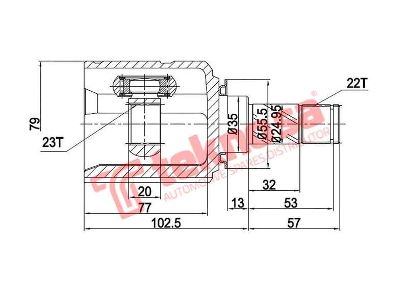 TEKNOSA FRONT LEFT - RIGHT INNER CV JOINT For CHEVROLET CRUZE 1.4T (LUJ)(16V 103KW) 13-17