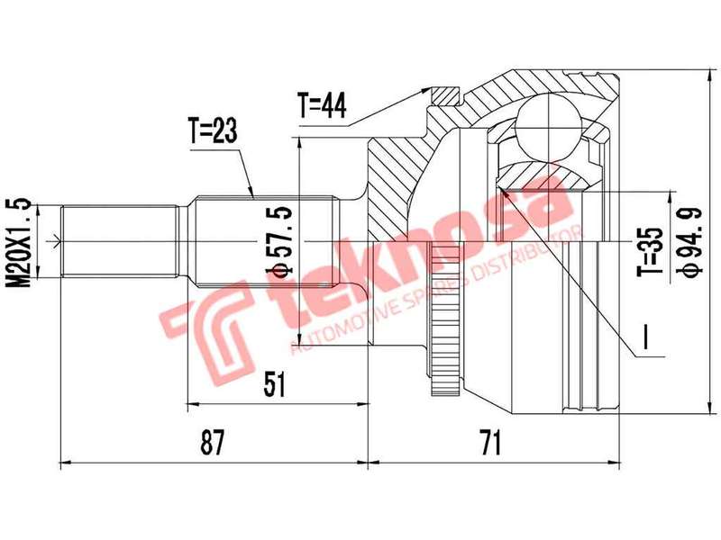 TEKNOSA FRONT LEFT - RIGHT OUTER CV JOINT For RENAULT SCENIC [1] 1.8 (F4P 720 722)(16V 85KW) 01-03