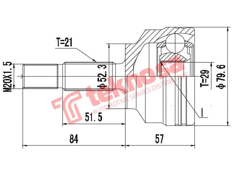 TEKNOSA FRONT LEFT - RIGHT OUTER CV JOINT For RENAULT KANGOO [2] 1.5 DCI (K9K 802)(8V 50KW) 08-20