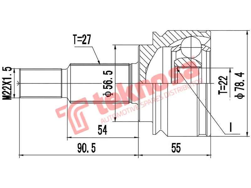 TEKNOSA FRONT LEFT - RIGHT OUTER CV JOINT For RENAULT KANGOO [2] 1.6I (K4M830)(16V 78KW) 09-20