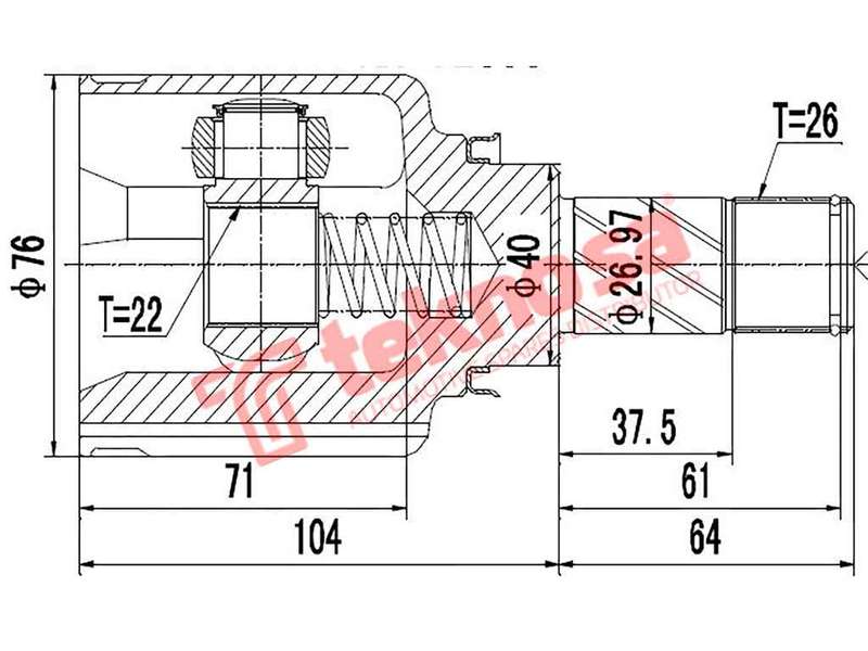 TEKNOSA FRONT LEFT - RIGHT INNER CV JOINT For NISSAN NP200 1.6 (K7M)(8V 66KW) 08-20