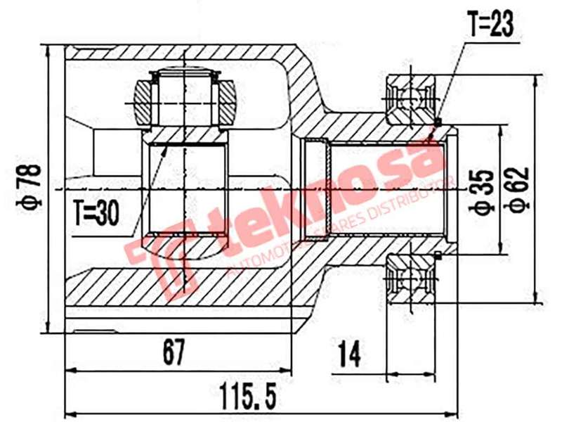 TEKNOSA FRONT LEFT - RIGHT INNER CV JOINT For RENAULT MEGANE [2] 1.4 (K4J 730)(16V 72KW) 02-08