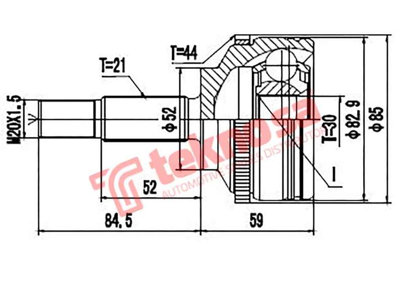 TEKNOSA FRONT LEFT - RIGHT OUTER CV JOINT For RENAULT SCENIC [2] 1.4 (K4J 740)(16V 72KW) 05-09