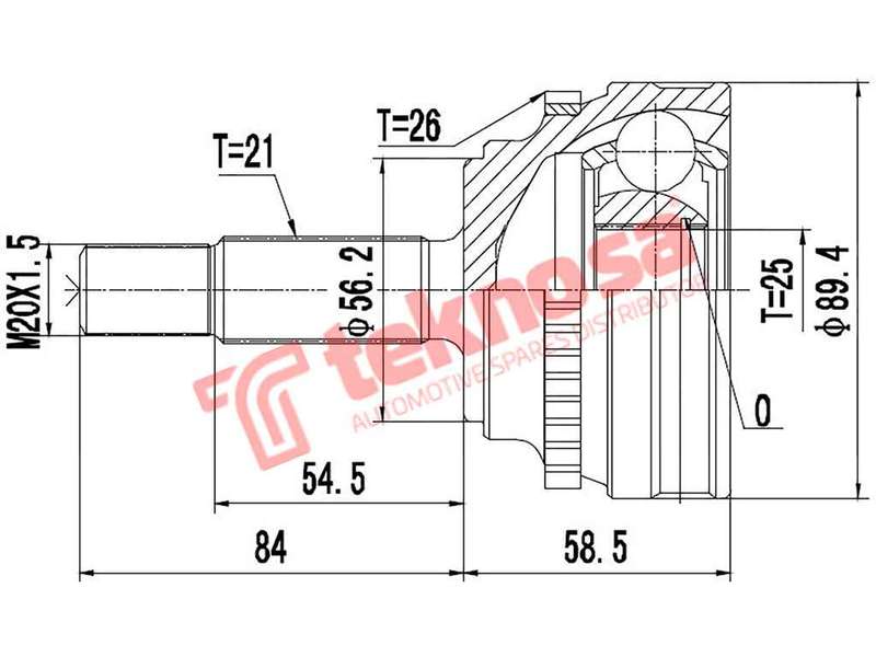 TEKNOSA FRONT LEFT - RIGHT OUTER CV JOINT For RENAULT LAGUNA [1] 2.0 (N7Q 700 704)(16V 102KW) 98-01