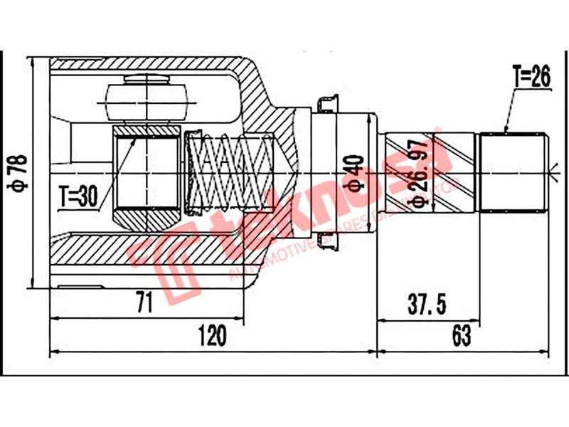 TEKNOSA FRONT LEFT - RIGHT INNER CV JOINT For RENAULT MEGANE [3] 1.6 (K4M 858 866)(16V 81KW) 10-20