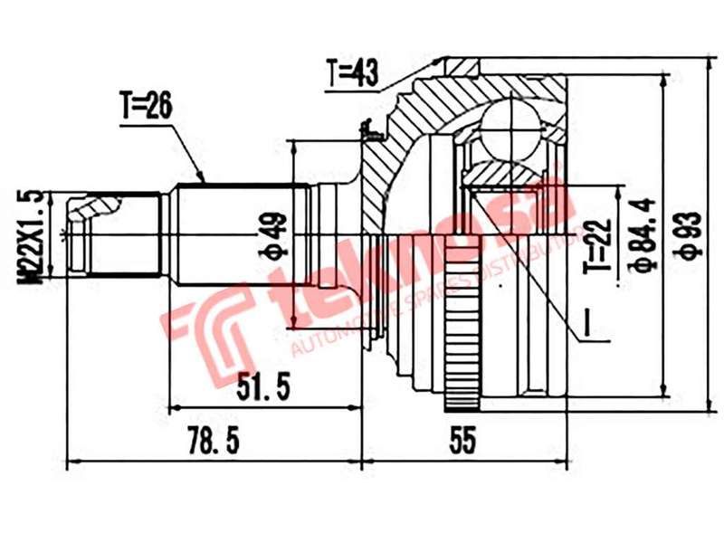 OUTER CV JOINT - RV3012A (TEKNOSA)