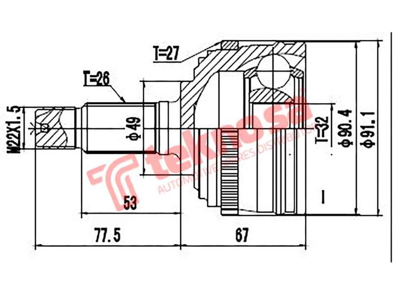 OUTER CV JOINT - RV3013A (TEKNOSA)