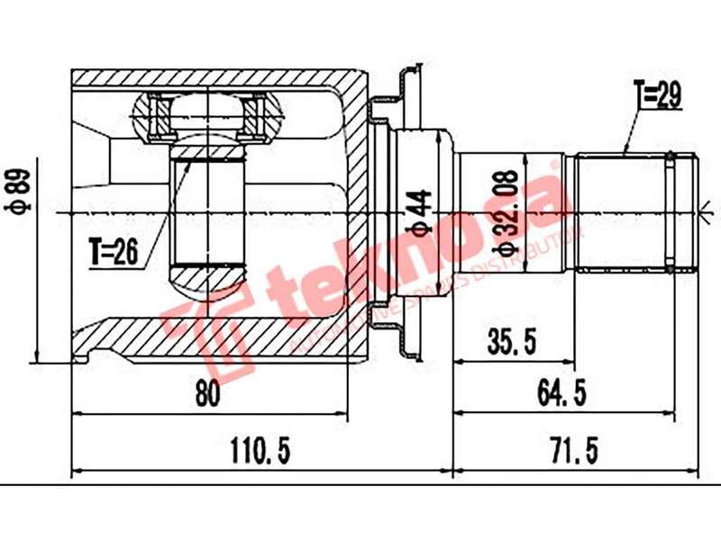 TEKNOSA FRONT LEFT - RIGHT INNER CV JOINT For LAND ROVER DISCOVERY [3] 4.4 (448PN)(32V 220KW) 05-09