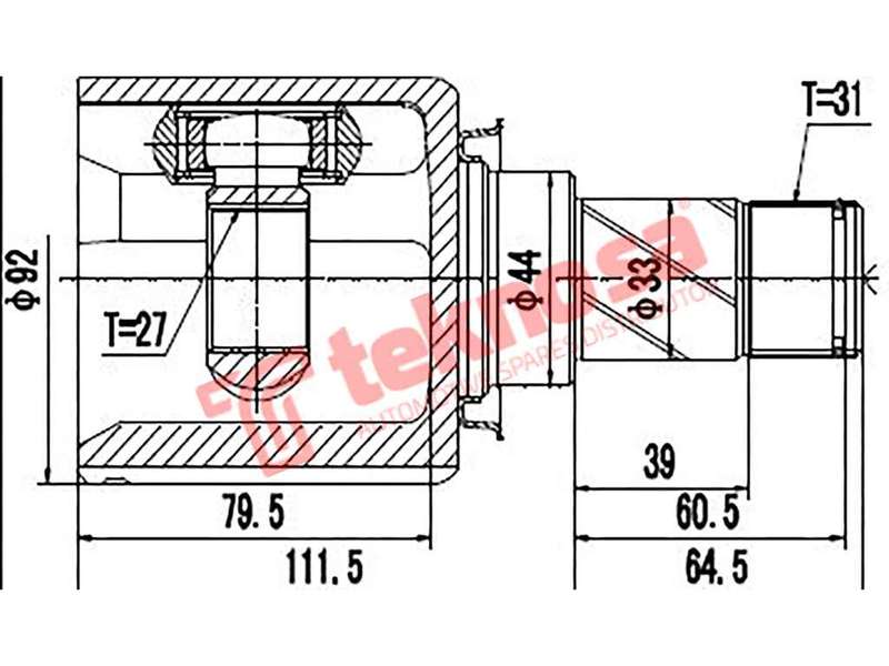TEKNOSA REAR LEFT - RIGHT INNER CV JOINT For LAND ROVER FREELANDER [2] 2.2 TD4 (224DT)(16V 118KW)...