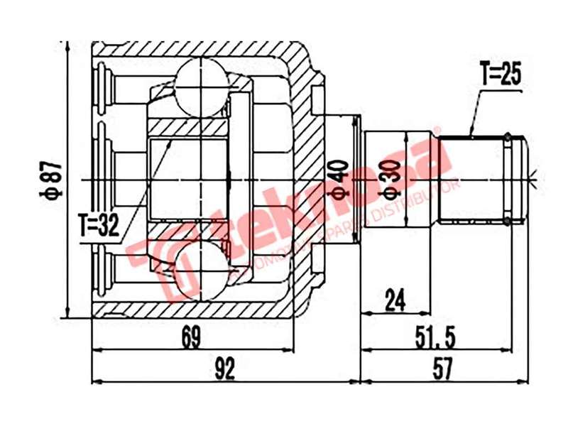 TEKNOSA FRONT LEFT - RIGHT INNER CV JOINT For LAND ROVER FREELANDER [1] 1.8 (18K4F)(16V 88KW) 98-06