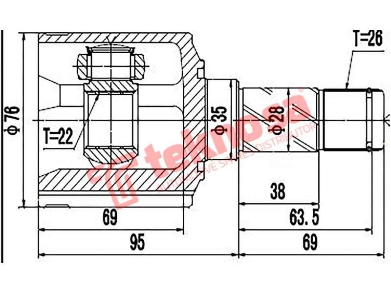 TEKNOSA REAR LEFT - RIGHT INNER CV JOINT For LAND ROVER FREELANDER [2] 2.2 TD4 (224DT)(16V 118KW)...