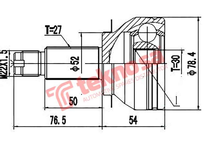 TEKNOSA FRONT LEFT - RIGHT OUTER CV JOINT For SUBARU LEGACY [4] 2.5 (EJ251)(16V 121KW) 04-09