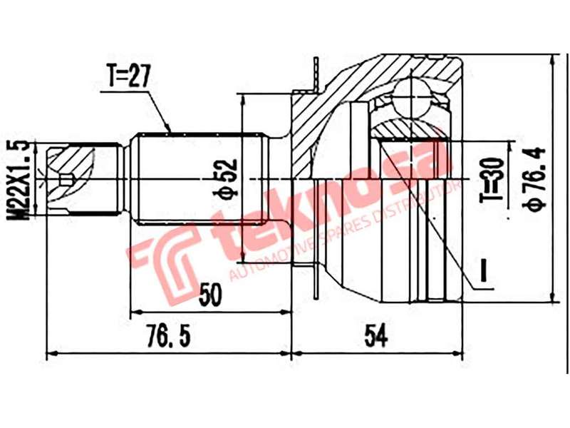 TEKNOSA FRONT LEFT - RIGHT OUTER CV JOINT For SUBARU OUTBACK [1] 2.5 (EJ251)(16V 115KW) 98-04