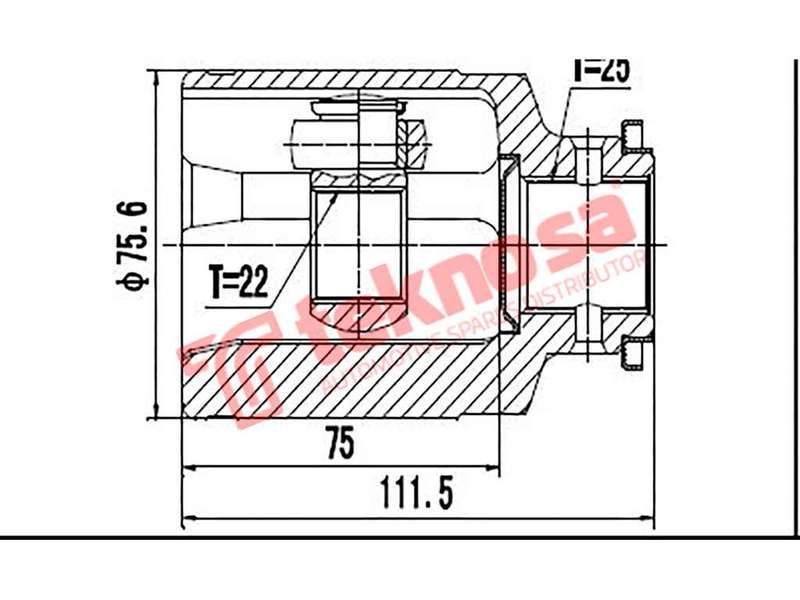 TEKNOSA FRONT LEFT - RIGHT INNER CV JOINT For SUBARU FORESTER [SF] 2.0I T 4X4 (EJ205)(16V 125KW) ...