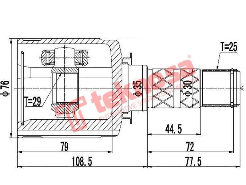 TEKNOSA FRONT LEFT - RIGHT INNER CV JOINT For SUBARU IMPREZA [GD] 2.0 WRX (EJ205)(16V 165KW) 02-05