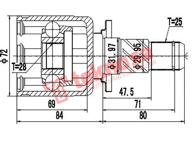 TEKNOSA FRONT LEFT - RIGHT INNER CV JOINT For SUBARU FORESTER [SJ] 2.0 X (FB20)(16V 110KW) 13-19