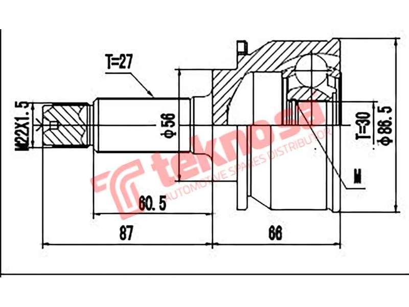 TEKNOSA FRONT LEFT - RIGHT OUTER CV JOINT For SUBARU IMPREZA [GD] 1.6I KOMBI (EJ161)(16V 70KW) 00-01