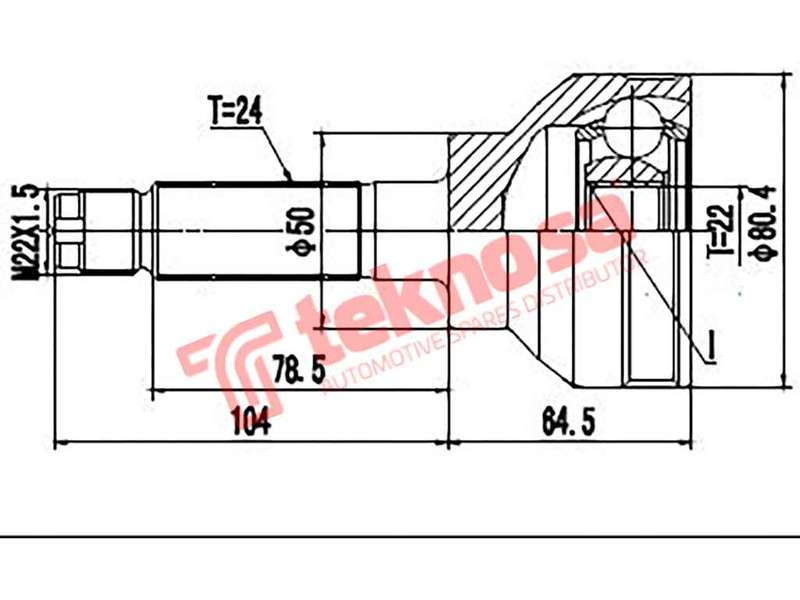 TEKNOSA FRONT LEFT - RIGHT OUTER CV JOINT For SUBARU IMPREZA [GFC] 2.0I T 4WD (EJ20G)(16V 155KW) ...
