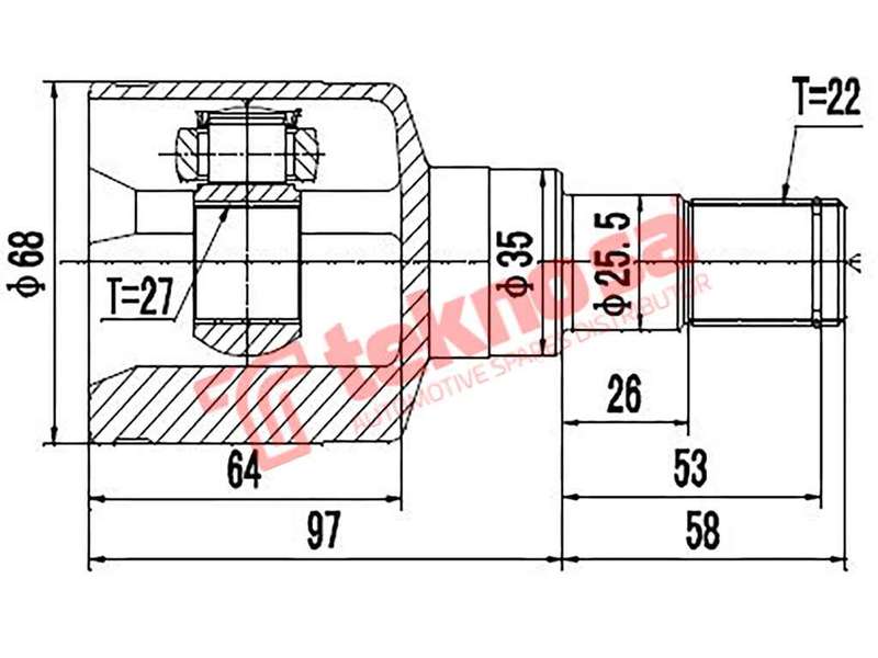 TEKNOSA FRONT LEFT - RIGHT INNER CV JOINT For TATA INDICA [2] 1.4 (SAFIRE 8V)(8V 55KW) 10-20