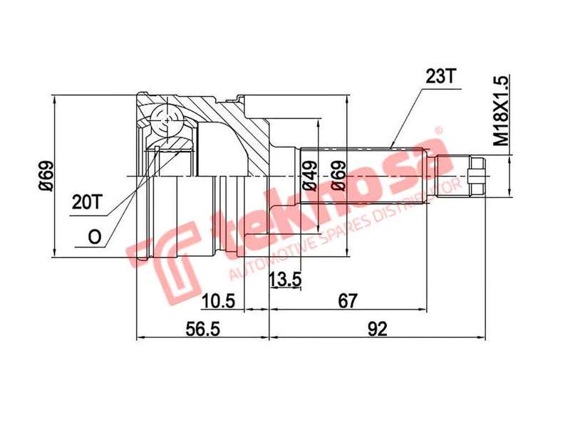 TEKNOSA FRONT LEFT - RIGHT OUTER CV JOINT For TATA INDICA [2] 1.4 (SAFIRE 8V)(8V 55KW) 10-20