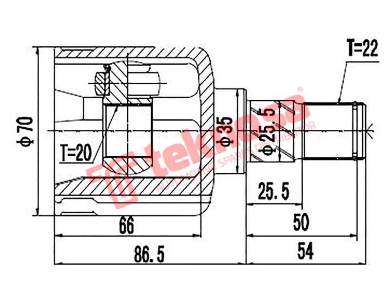 TEKNOSA FRONT LEFT - RIGHT INNER CV JOINT For TATA INDICA [2] 1.4 (SAFIRE 8V)(8V 55KW) 10-20