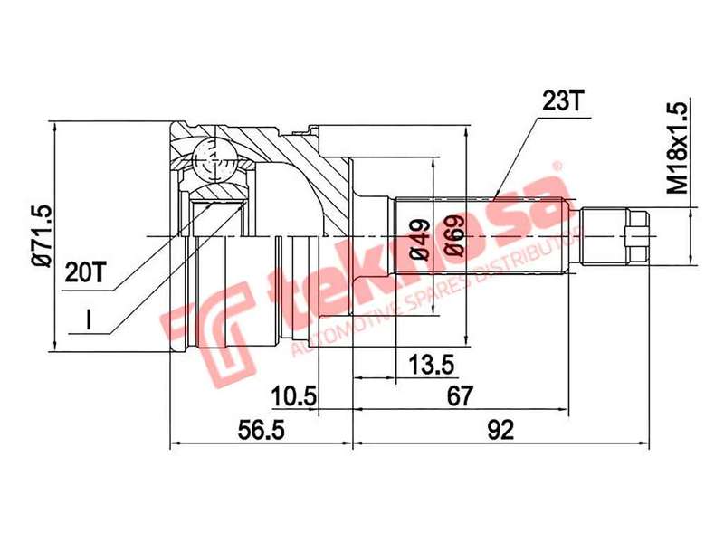 TEKNOSA FRONT LEFT - RIGHT OUTER CV JOINT For TATA INDICA [2] 1.4 (SAFIRE 8V)(8V 55KW) 10-20
