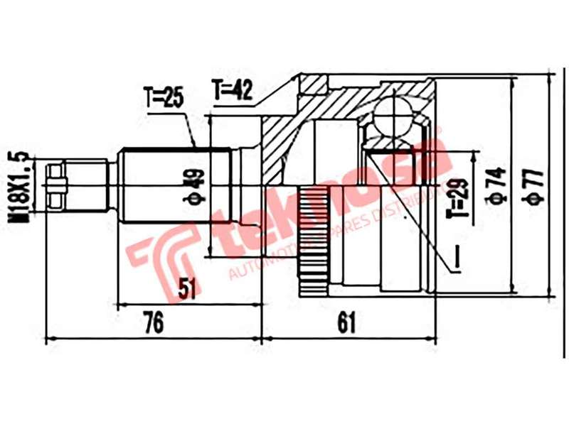 TEKNOSA FRONT LEFT - RIGHT OUTER CV JOINT For SUZUKI LIANA 1.6 (M16A)(16V 76KW) 01-08