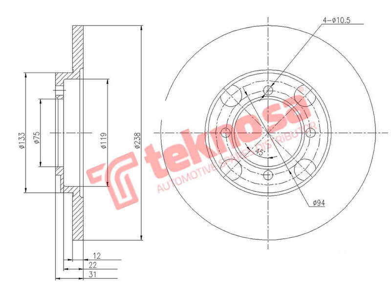 BRAKE DISC - TBD7350-D (OPTIMA)