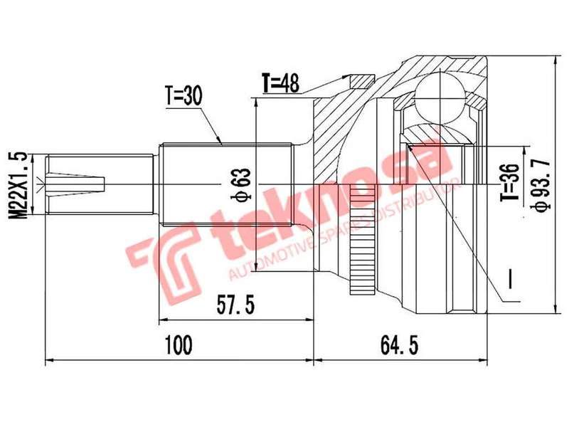 TEKNOSA FRONT LEFT - RIGHT OUTER CV JOINT For TOYOTA PRADO [2] 4.0I 4X4 (1GR-FE)(24V 183KW) 03-09