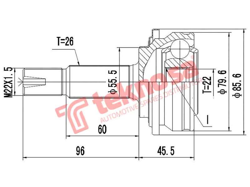 TEKNOSA FRONT LEFT - RIGHT OUTER CV JOINT For TOYOTA YARIS [3] 1.3 T3 (1NR-FE)(16V 73KW) 11-14