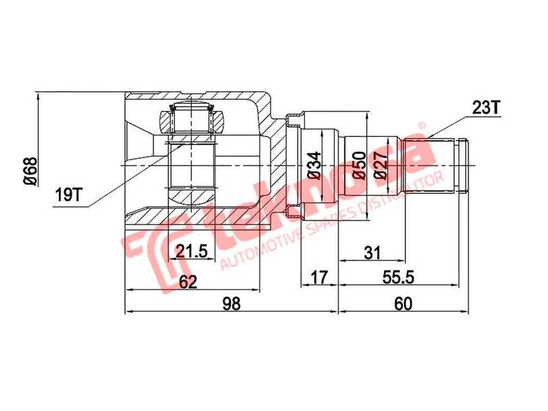 TEKNOSA FRONT LEFT - RIGHT INNER CV JOINT For TOYOTA AYGO [1] 1.0 (1KR-FE)(12V 50KW) 11-13