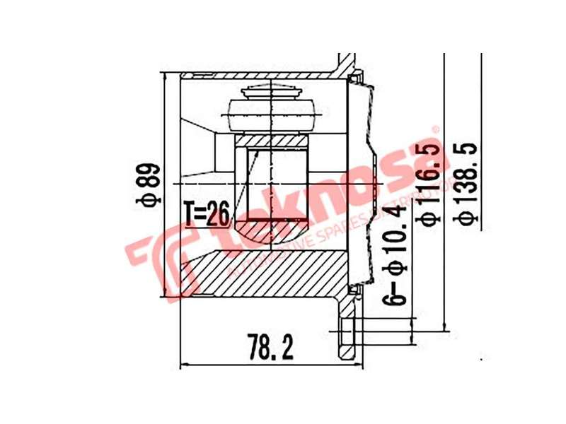 TEKNOSA FRONT LEFT - RIGHT INNER CV JOINT For TOYOTA CONDOR 2.0 (1R-ZE)(8V 80KW) 01-05