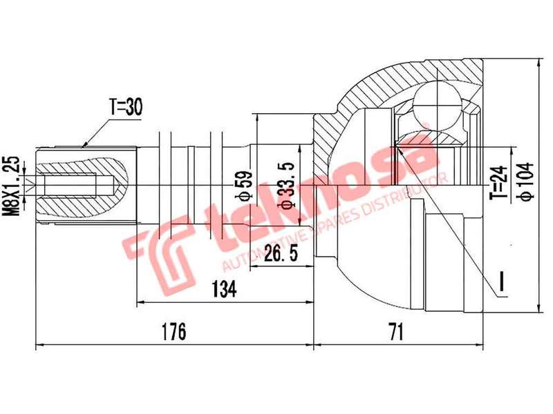 TEKNOSA FRONT LEFT - RIGHT OUTER CV JOINT For TOYOTA LAND CRUISER 80 4.5 S/W (1FZ-FE)(24V 151KW) ...