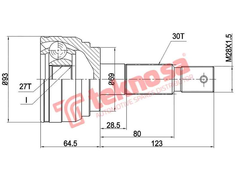 TEKNOSA FRONT LEFT - RIGHT OUTER CV JOINT For TOYOTA HILUX [3] 3.0 D 4X4 (1KZ-TE)(8V 85KW) 00-02
