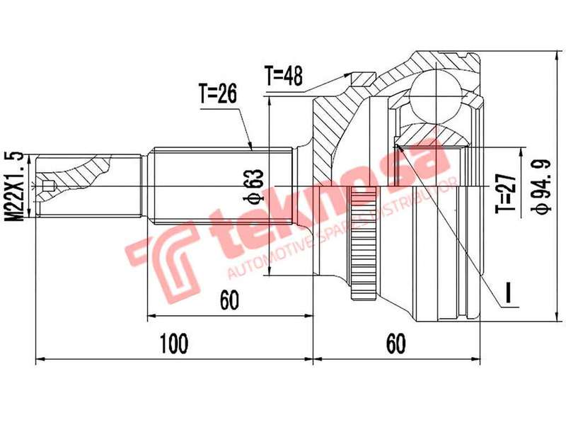 TEKNOSA FRONT LEFT - RIGHT OUTER CV JOINT For TOYOTA RAV4 [3] 2.0 (1AZ-FE)(16V 112KW) 06-13