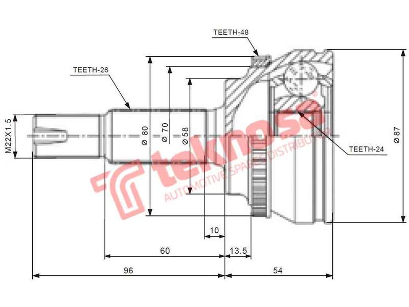 OUTER CV JOINT - TO5722A (TEKNOSA)