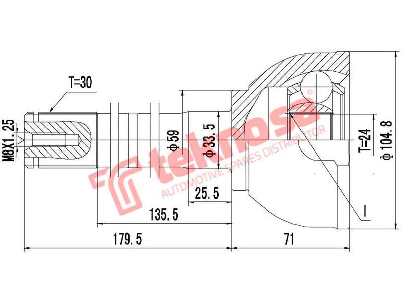 TEKNOSA FRONT LEFT - RIGHT OUTER CV JOINT For TOYOTA LAND CRUISER 70 4.2D SW (1HZ)(12V 99KW) 07-20