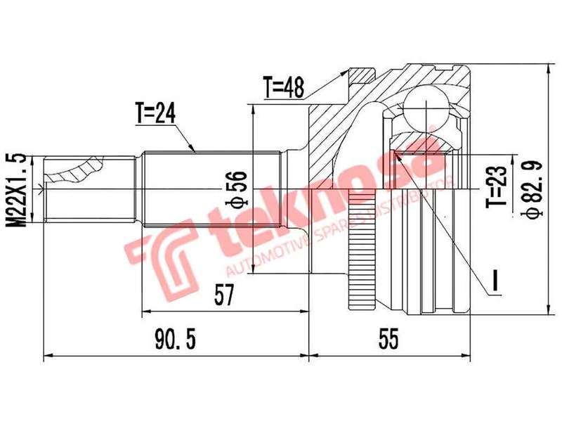 TEKNOSA FRONT LEFT - RIGHT OUTER CV JOINT For TOYOTA YARIS [2] 1.3 T3 (2NZ-FE)(16V 64KW) 05-10