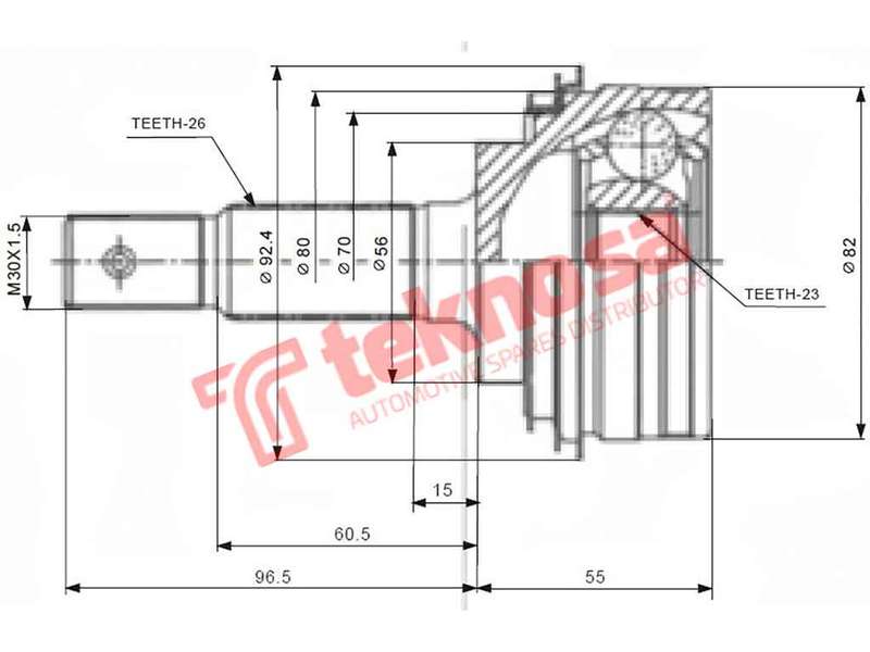 TEKNOSA FRONT LEFT - RIGHT OUTER CV JOINT For TOYOTA CONQUEST [2] 1.6 (4-AF)(16V 70KW) 88-93