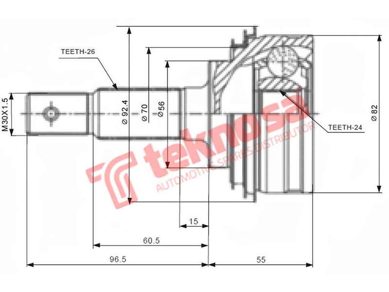 TEKNOSA FRONT LEFT - RIGHT OUTER CV JOINT For TOYOTA CONQUEST [2] 160I TAZZ (4A-FE)(16V 79KW) 93-00