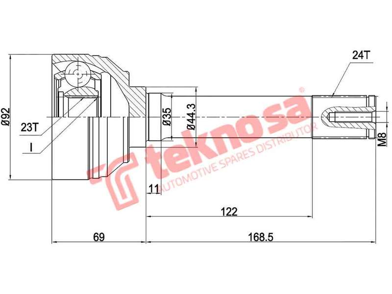 TEKNOSA FRONT LEFT - RIGHT OUTER CV JOINT For LAND ROVER DEFENDER 110 2.5 TD (GEMINI TCI DI 23L)(...