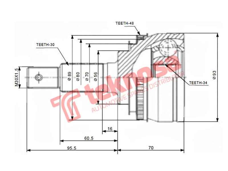 OUTER CV JOINT - TO5922A (TEKNOSA)