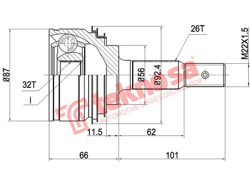 TEKNOSA FRONT LEFT - RIGHT OUTER CV JOINT For TOYOTA CAMRY [2] 220I (5S-FE)(16V 100KW) 01-03
