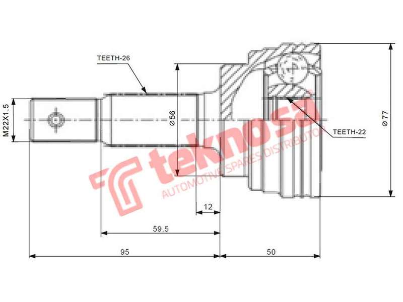 TEKNOSA FRONT LEFT - RIGHT OUTER CV JOINT For TOYOTA CONQUEST [2] 1.3 (2E)(12V 55KW) 93-99