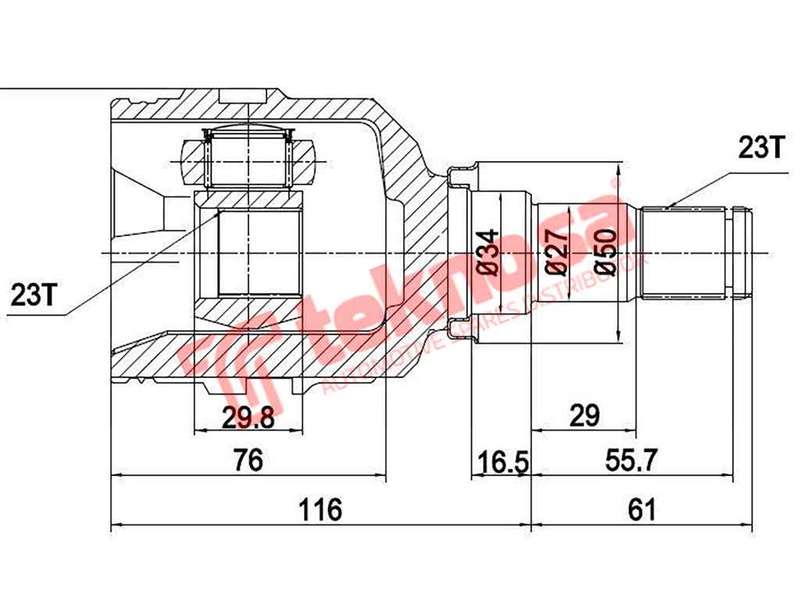 TEKNOSA FRONT LEFT - RIGHT INNER CV JOINT For TOYOTA CONQUEST [2] 1.6 (4-AF)(16V 70KW) 88-93