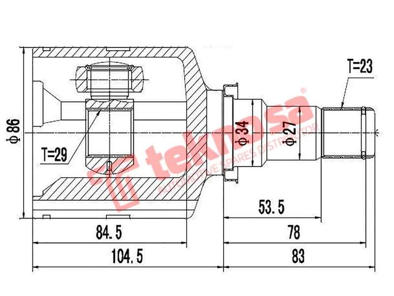 TEKNOSA FRONT LEFT - RIGHT INNER CV JOINT For TOYOTA COROLLA [3] 160I (4A-FE)(16V 79KW) 96-02