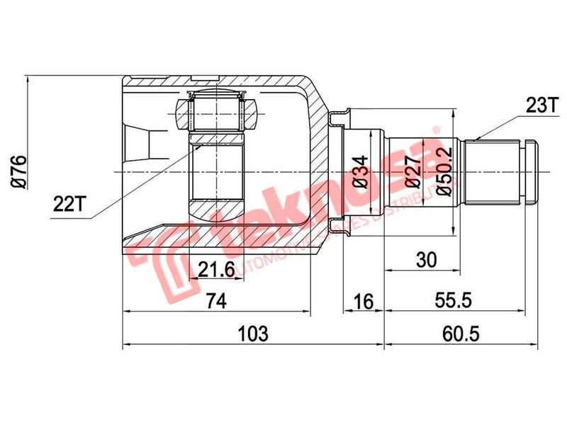 TEKNOSA FRONT LEFT - RIGHT INNER CV JOINT For TOYOTA AURISX [2] 1.3 (1NR-FE)(16V 74KW) 10-12