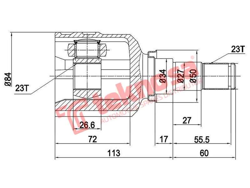 TEKNOSA FRONT LEFT - RIGHT INNER CV JOINT For TOYOTA COROLLA [5] 1.4 (4ZZ-FE)(16V 71KW) 07-09